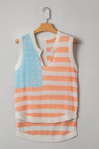 Flag Notched Neckline Loose Sweater Vest