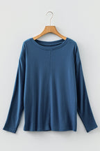 Gabriela Solid Color Patchwork Long Sleeve Top