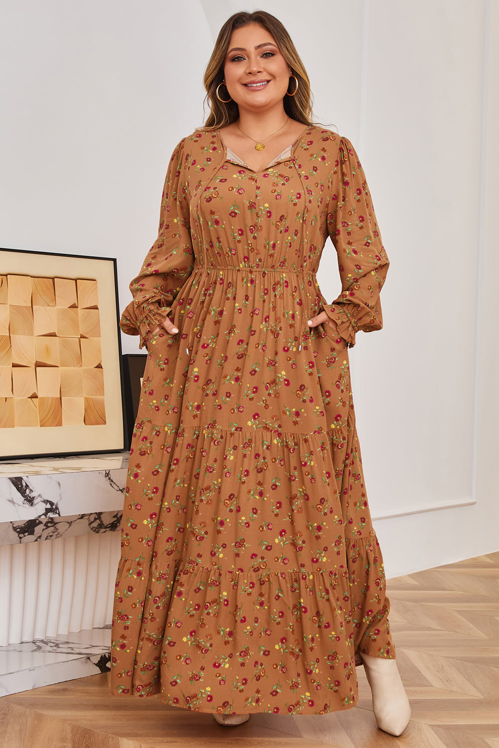 Charleigh Sleeve Tiered Maxi PLUS Dress