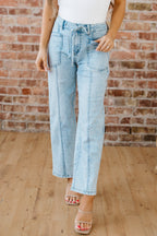 Ivory Detail Drawstring Barrel Jeans