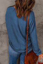 Gabriela Solid Color Patchwork Long Sleeve Top