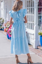 Deborah Sleeve Gingham Maxi Dress