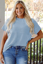 Madison Plain Corded Knit Mock Neck Top