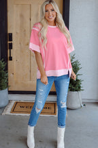 Katie Raw Seam High Low Side Split Top