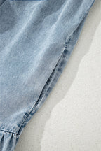 Clare Sleeveless Ruffled Chambray Dress