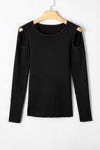 Amaya Ribbed Knit Cold Shoulder Sweater