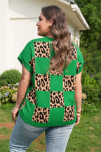 Cattleya Checkered Short Sleeve PLUS Sweater