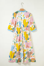 Angel Striped Trim Midi Dress