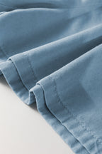Beau Blue Washed Chambray Drawstring Elastic Waist Plus Size Shorts