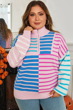Margo Patchwork Half Zip PLUS Sweater