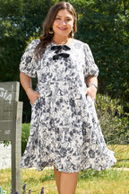 Luciana Plus Size Floral Bow Detail Midi Dress