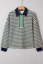 Louisa Contrast Collar Zip Long Sleeve Top