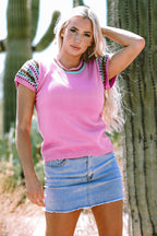 Marina Cap Sleeves Crewneck Sweater