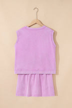 Aria 2 Pieces Mineral Wash Cotton Tank Top Lined Split Skirt Set