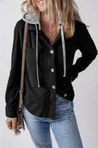Isabella Hooded Drawstring Corduroy Shacket