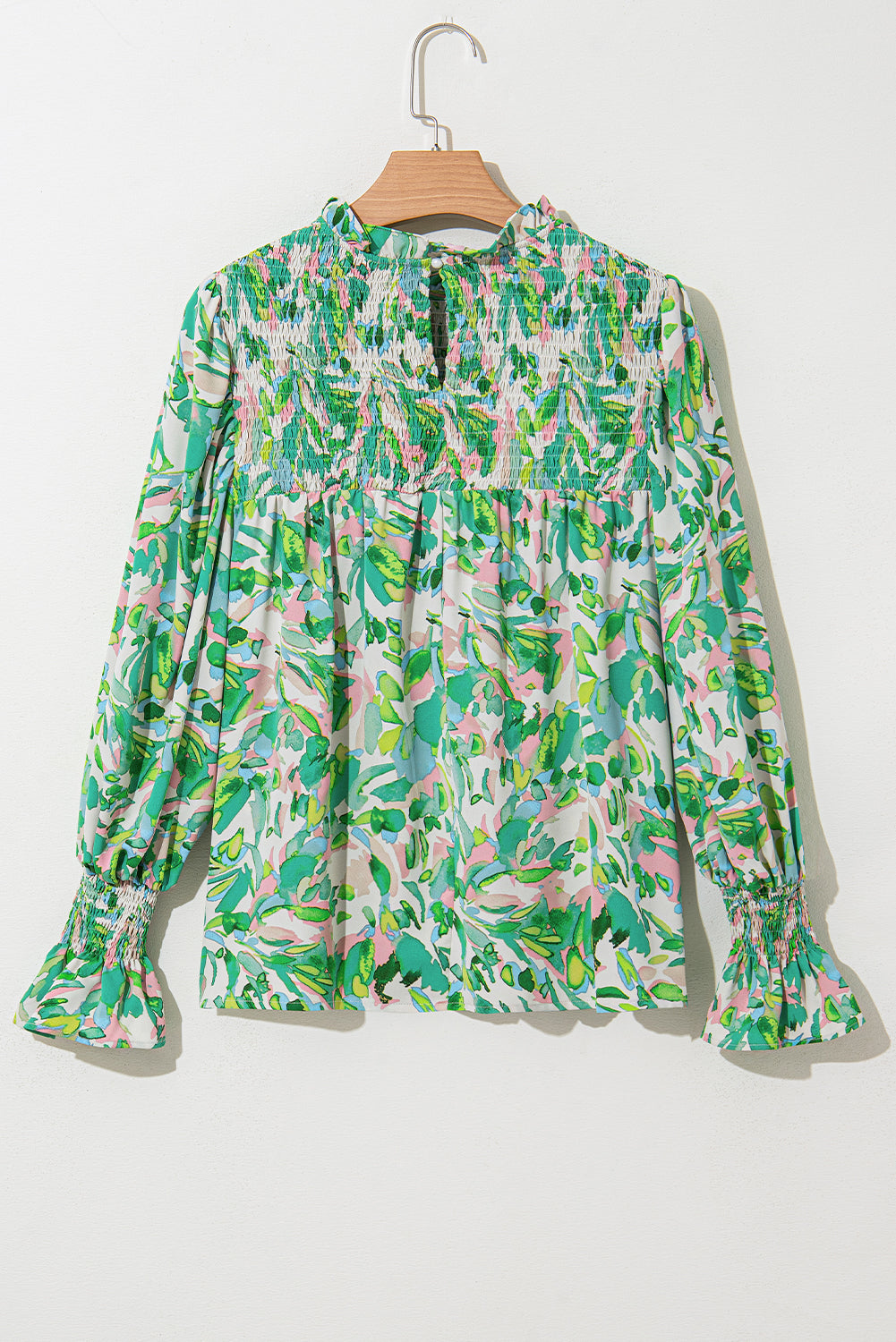 Milena Sleeve Shirred Mock Blouse