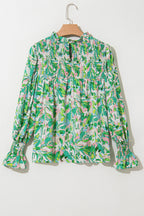 Milena Sleeve Shirred Mock Blouse