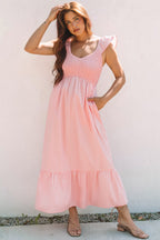 Ashlyn Flutter Sleeve Smocked Bodice Maxi Dress