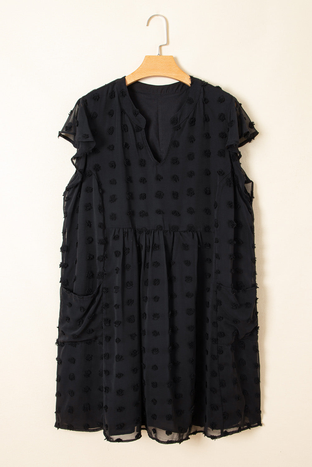 Lilith Plus Size Dotty Textured Ruffled Dress