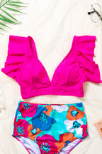 Lauren Ruffled V Neck Swim Top