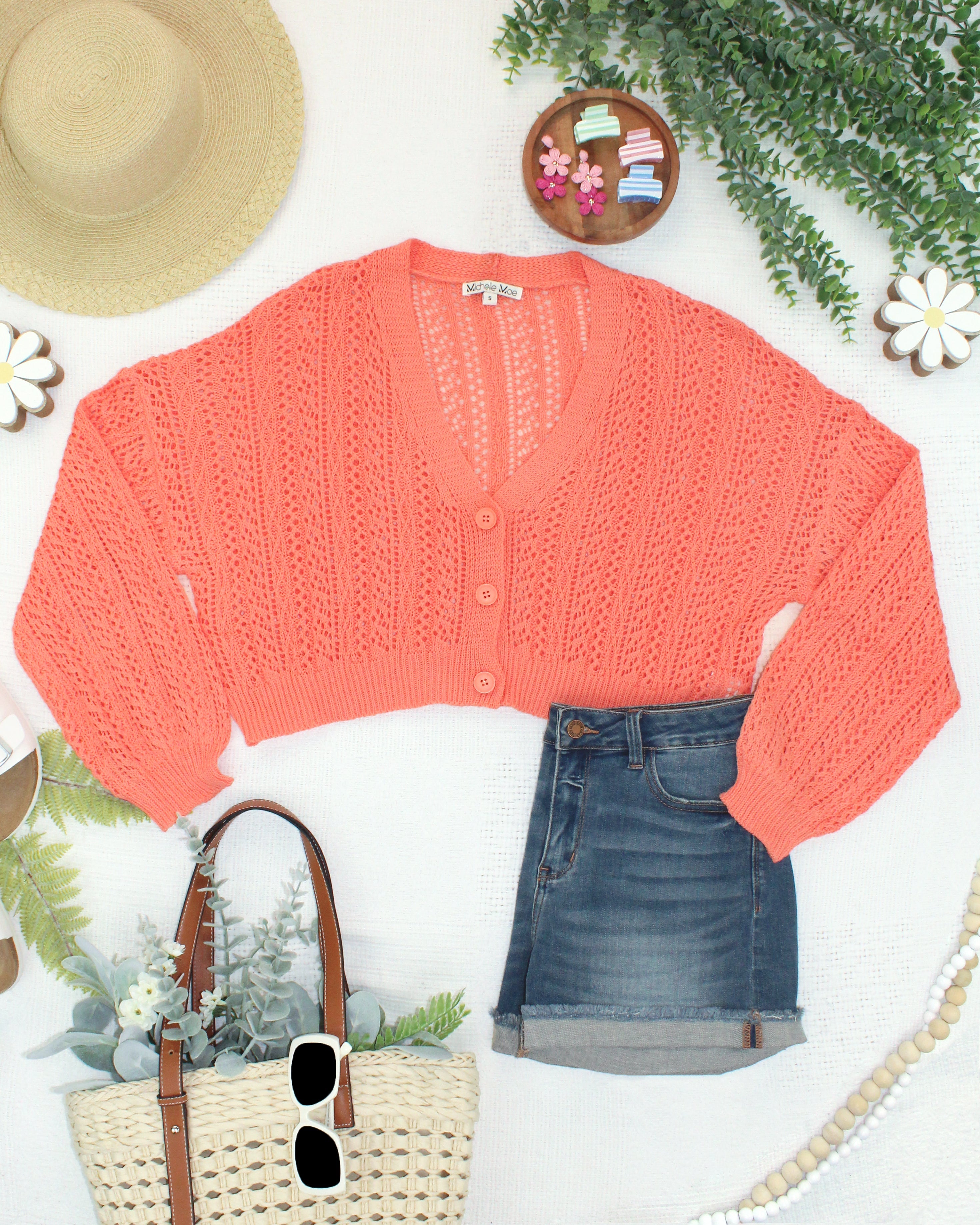 IN STOCK Callie Cropped Cardigan - Melon FINAL SALE