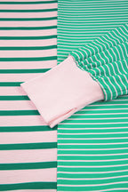 Green Stripe Color Block Exposed Seam Side Slit Plus Size Sweatshirt