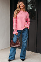 Brielle Lace Ruffled Sleeve Patchwork Loose Sweatshirt