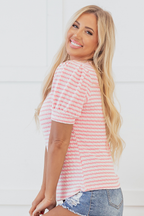 Dylan Stripe Textured Puff Sleeve Top