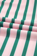 Green Stripe Color Block Exposed Seam Side Slit Plus Size Sweatshirt