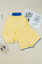 Shelby Patchwork Half Button Pullover and Shorts Outfit