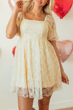 Winter Bubble Sleeve Square Dress