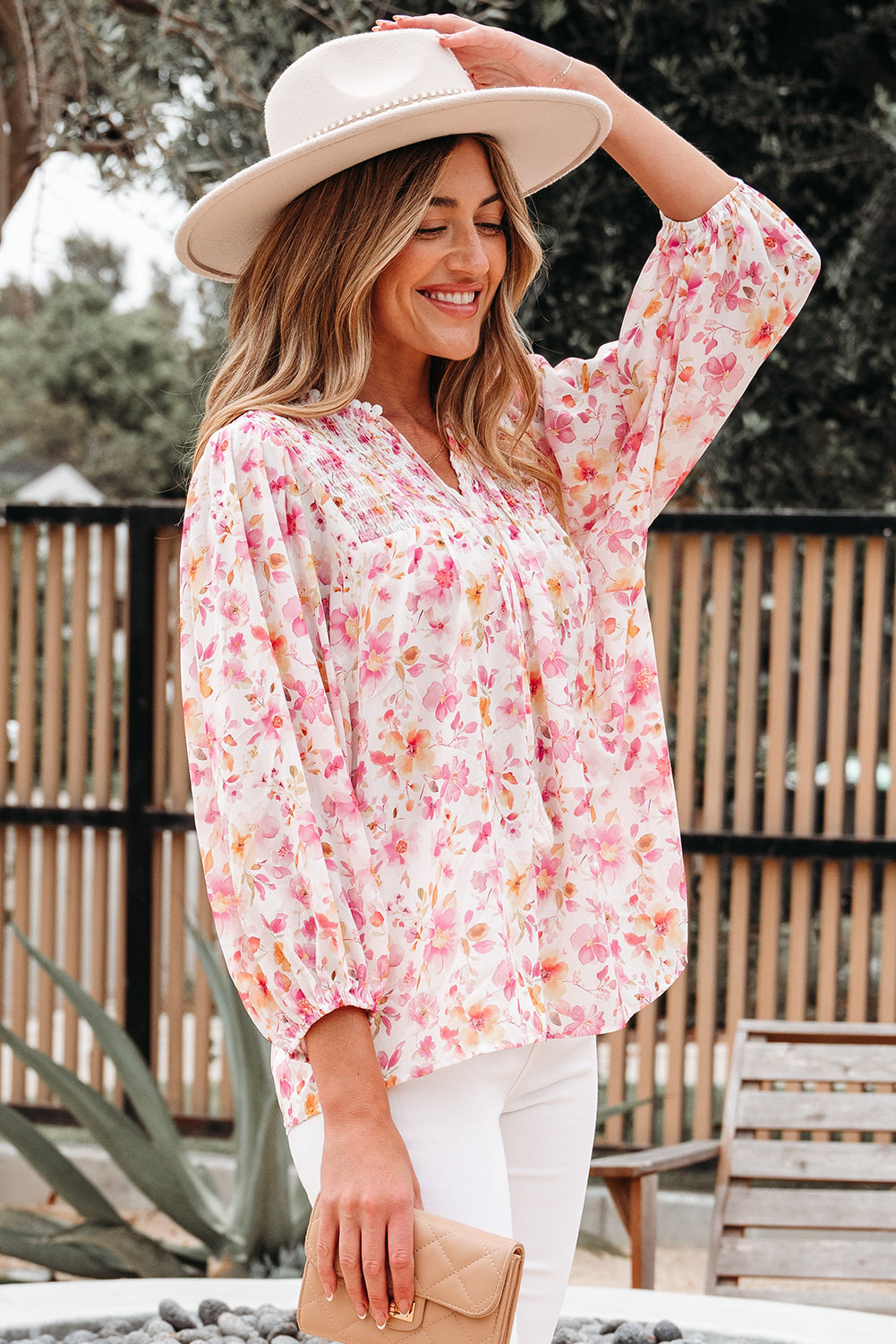 Sienna Floral Tassel Tie Tunic Blouse