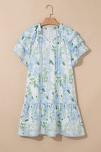 Madalyn Floral Contrast Edge Layered Short Sleeve Mini Dress