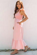 Ashlyn Flutter Sleeve Smocked Bodice Maxi Dress