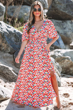 Haley Floral Cutout Back Split Maxi Dress