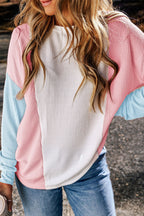 Louise Color Block Corded Long Sleeve Top