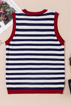 Amora Contrast Trim Sleeveless Sweater
