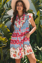 Dior Floral Mixed Pattern Buttoned Dress