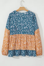 Cecilia Floral Ruffled Hem Round Neck Blouse