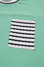 Claire Contrast Striped Patchwork Long Sleeve Top