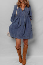 Autumn Tied Pleated Mini Dress