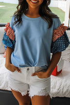 Henley Short Puff Sleeve Top