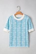 Leilani Floral Crewneck Short Sleeve Sweater