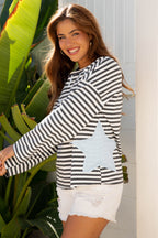Morgan Stripe Starry Patch Casual Knit Top