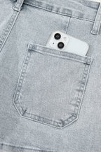 Scalloped Acid Wash High Waist Denim Shorts