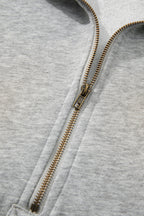 Kate Fleece Lined Half Zipper Kangaroo Pockets Loose Hoodie