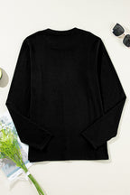 Judith Solid Exposed Seam Long Sleeve Top