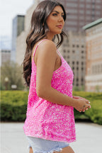 Daleyza Sequin Adjustable Straps Tank Top