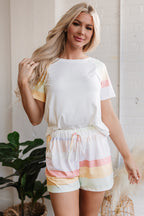 Paislee Rainbow Striped T Shirt and Shorts Set