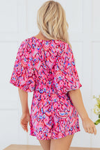 Sevyn Abstract V Neck High Waist Romper